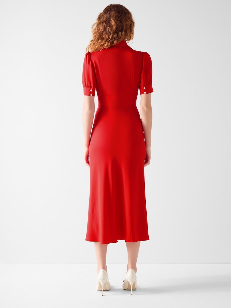 LK Bennett Red Emma Scallop Collar Tea Dress - Image 3 of 3