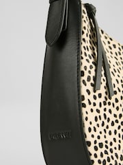 LK Bennett Black Crescent Dalmatian Print Leather Shoulder Bag - Image 3 of 3