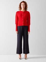 LK Bennett Red Natty Navy Wool Puff Sleeve Jumper - Image 1 of 3