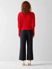 LK Bennett Red Natty Navy Wool Puff Sleeve Jumper - Image 2 of 3