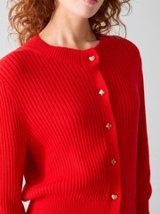LK Bennett Red Natty Navy Wool Puff Sleeve Jumper - Image 3 of 3