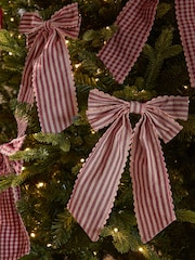 Set of 6 Red Gingham Bow Christmas Baubles - Image 2 of 3