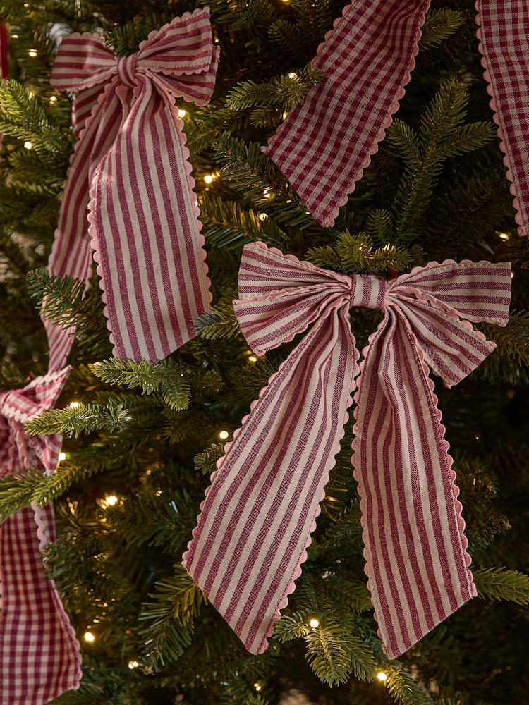 Set of 6 Red Gingham Bow Christmas Baubles - Image 2 of 3 Set of 6 Red Gingham Bow Christmas Baubles - Image 2 of 3
