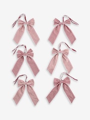 Set of 6 Red Gingham Bow Christmas Baubles - Image 3 of 3