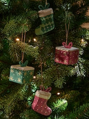 Set of 4 Red/Green Christmas Shaped Baubles - Image 1 of 3