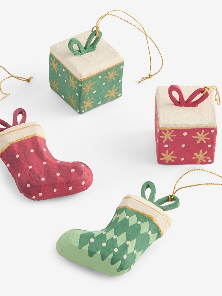 Set of 4 Red/Green Christmas Shaped Baubles - Image 3 of 3