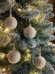 4 Pack Natural Ceramic Christmas Baubles - Image 1 of 4