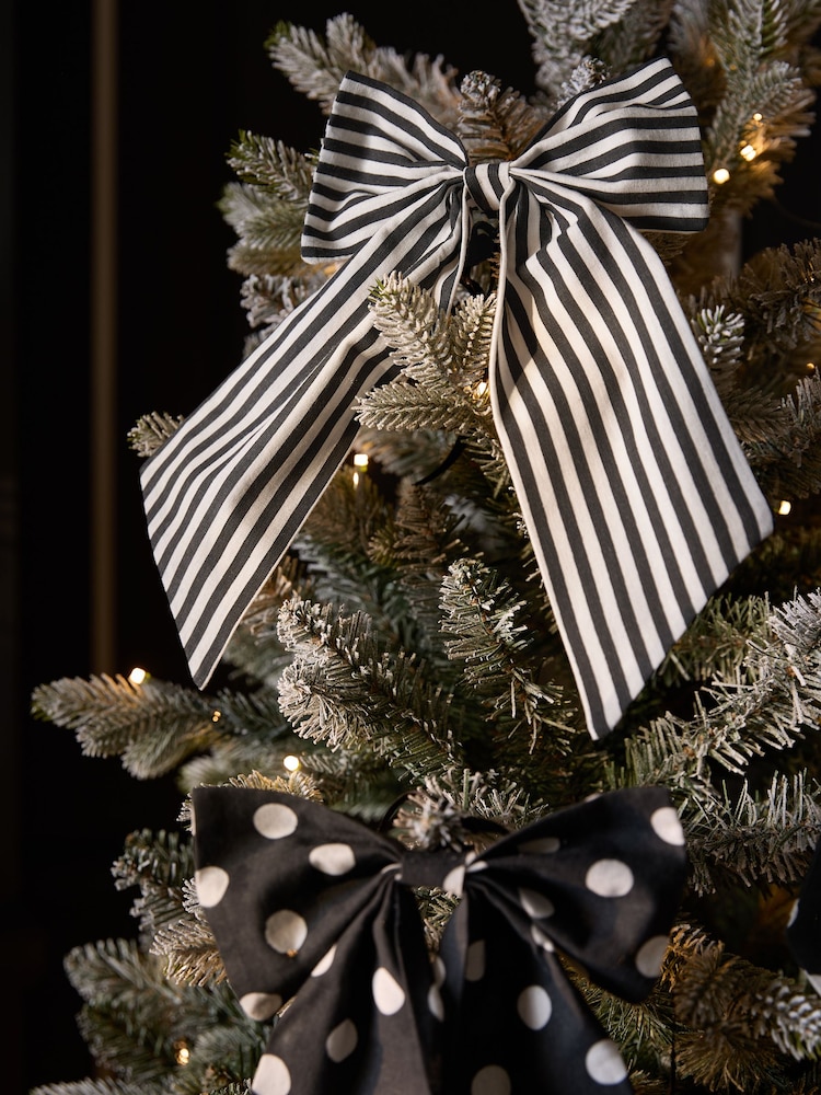 Set of 6 Monochrome Bow Christmas Baubles - Image 2 of 4 Set of 6 Monochrome Bow Christmas Baubles - Image 2 of 4