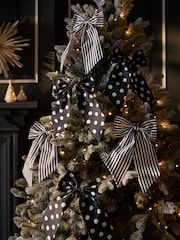 Set of 6 Monochrome Bow Christmas Baubles - Image 3 of 4