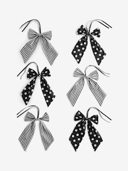 Set of 6 Monochrome Bow Christmas Baubles - Image 4 of 4
