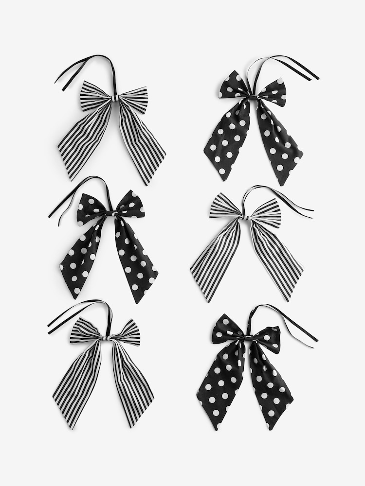 Set of 6 Monochrome Bow Christmas Baubles - Image 4 of 4 Set of 6 Monochrome Bow Christmas Baubles - Image 4 of 4