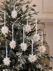 Set of 9 White Paper Starburst Christmas Baubles - Image 1 of 2