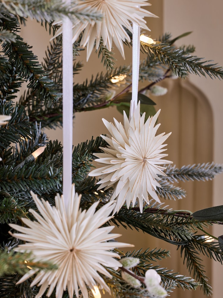 Set of 9 White Paper Starburst Christmas Baubles - Image 2 of 2 Set of 9 White Paper Starburst Christmas Baubles - Image 2 of 2