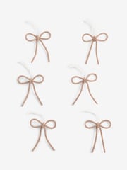 Set of 6 Champagne Beaded Bow Christmas Baubles - Image 3 of 3
