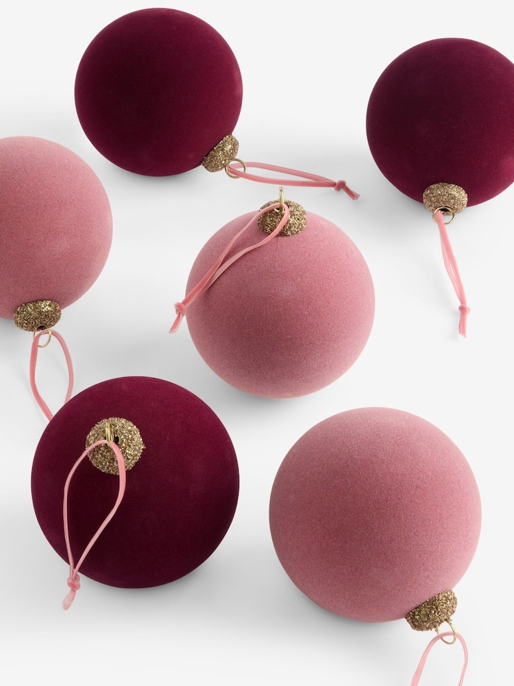 6 Pack Burgundy Berry Soft Touch Baubles - Image 1 of 1 6 Pack Burgundy Berry Soft Touch Baubles - Image 1 of 1