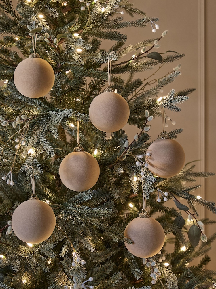 6 Pack Natural Soft Touch Baubles - Image 1 of 3 6 Pack Natural Soft Touch Baubles - Image 1 of 3