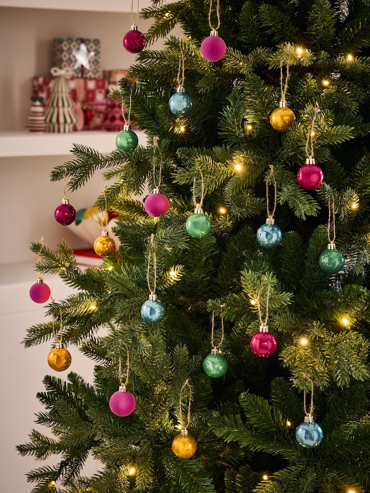 Set of 20 Bright Multicoloured Mini Christmas Baubles - Image 1 of 3 Set of 20 Bright Multicoloured Mini Christmas Baubles - Image 1 of 3