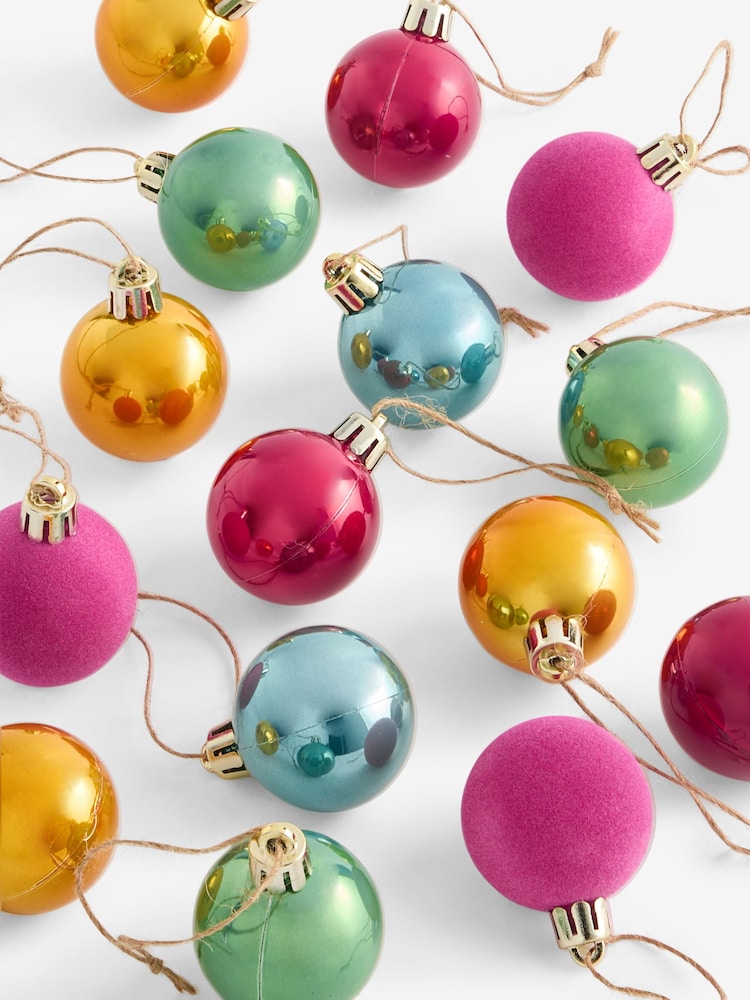 Set of 20 Bright Multicoloured Mini Christmas Baubles - Image 3 of 3 Set of 20 Bright Multicoloured Mini Christmas Baubles - Image 3 of 3
