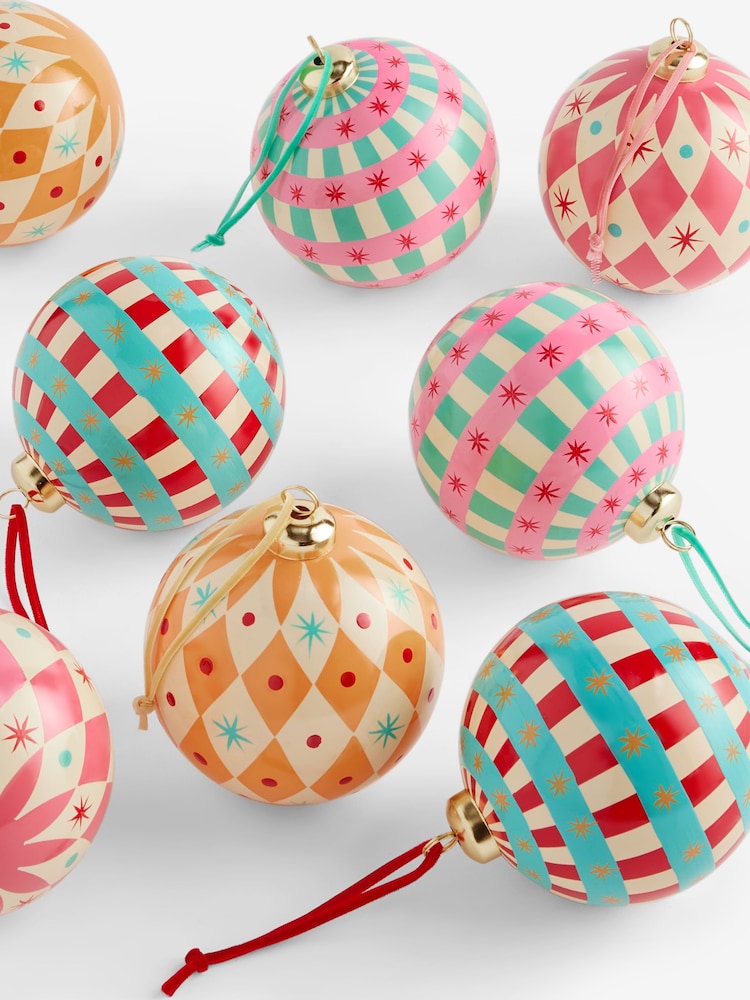 8 Pack Bright Multi XL Christmas Baubles - Image 4 of 4