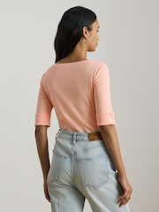 Lauren Ralph Lauren Orange Judy-Elbow Sleeve-Knit T-Shirt - Image 2 of 8