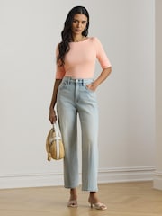 Lauren Ralph Lauren Orange Judy-Elbow Sleeve-Knit T-Shirt - Image 3 of 8