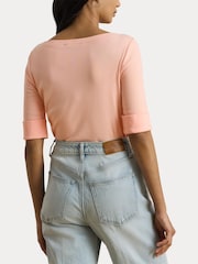 Lauren Ralph Lauren Orange Judy-Elbow Sleeve-Knit T-Shirt - Image 4 of 8