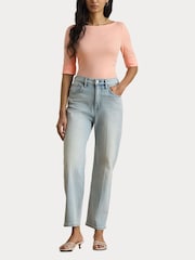 Lauren Ralph Lauren Orange Judy-Elbow Sleeve-Knit T-Shirt - Image 5 of 8