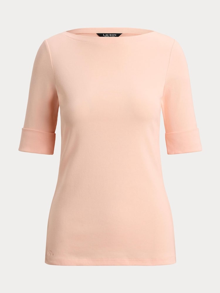 Lauren Ralph Lauren Orange Judy-Elbow Sleeve-Knit T-Shirt - Image 8 of 8