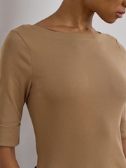 Lauren Ralph Lauren Judy Elbow Sleeve Knit T-Shirt - Imaginea 4 din 5