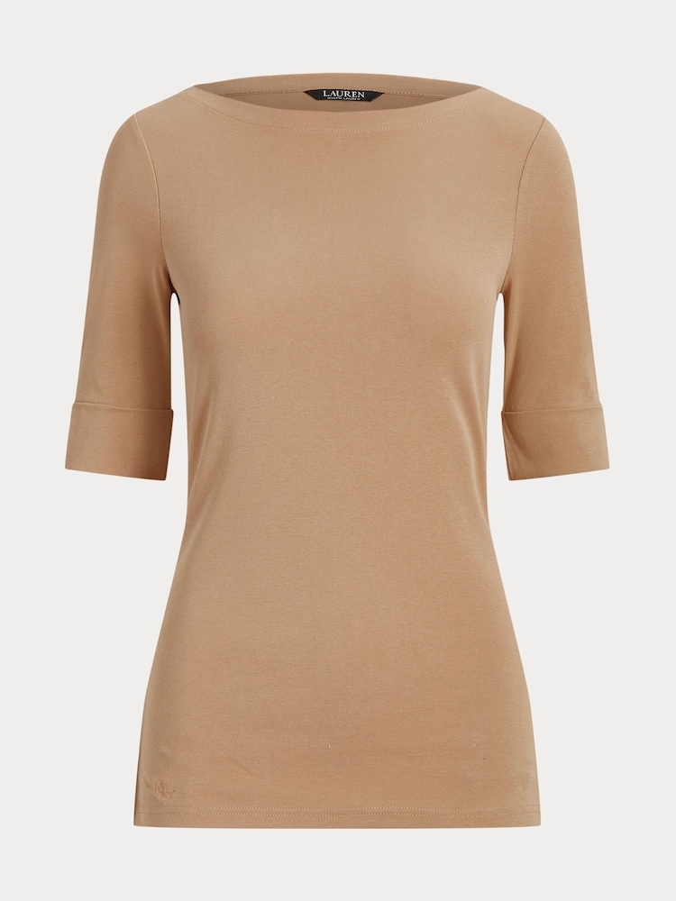 Lauren Ralph Lauren Judy Elbow Sleeve Knit T-Shirt - Imaginea 5 din 5