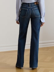 Lauren Ralph Lauren Blue Woven Wide Leg Jeans - Image 4 of 6