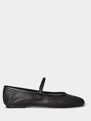 Lauren Ralph Lauren Black Jayna Nappa Leather Mary Jane Flats - Image 1 of 5
