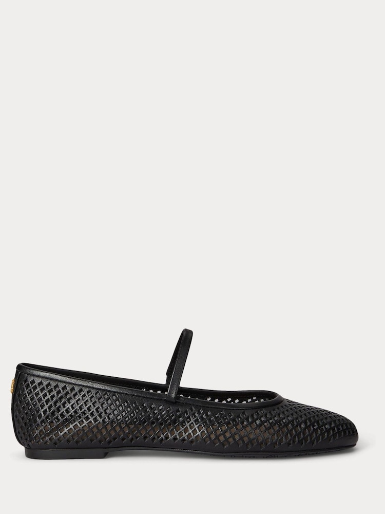Lauren Ralph Lauren Black Jayna Nappa Leather Mary Jane Flats - Image 1 of 5