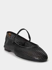 Lauren Ralph Lauren Black Jayna Nappa Leather Mary Jane Flats - Image 2 of 5