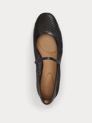 Lauren Ralph Lauren Black Jayna Nappa Leather Mary Jane Flats - Image 4 of 5
