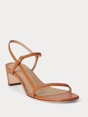 Lauren Ralph Lauren Brown Lainee Mid-Heel Nappa Leather Sandals - Image 2 of 5
