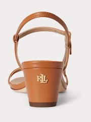 Lauren Ralph Lauren Brown Lainee Mid-Heel Nappa Leather Sandals - Image 3 of 5