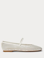 Lauren Ralph Lauren White Jayna Nappa Leather Mary Jane Flats - Image 1 of 5