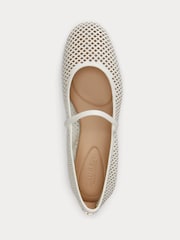 Lauren Ralph Lauren White Jayna Nappa Leather Mary Jane Flats - Image 4 of 5