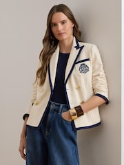 Lauren Ralph Lauren Cream KNIT-BLAZER/SPORT Coat - Image 1 of 6