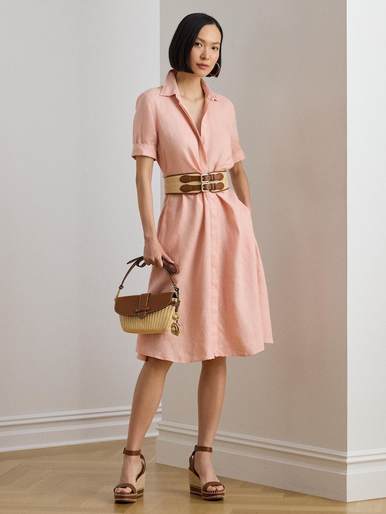 Lauren Ralph Lauren Pink Wakana Elbow Sleeves Day Dress - Image 1 of 4