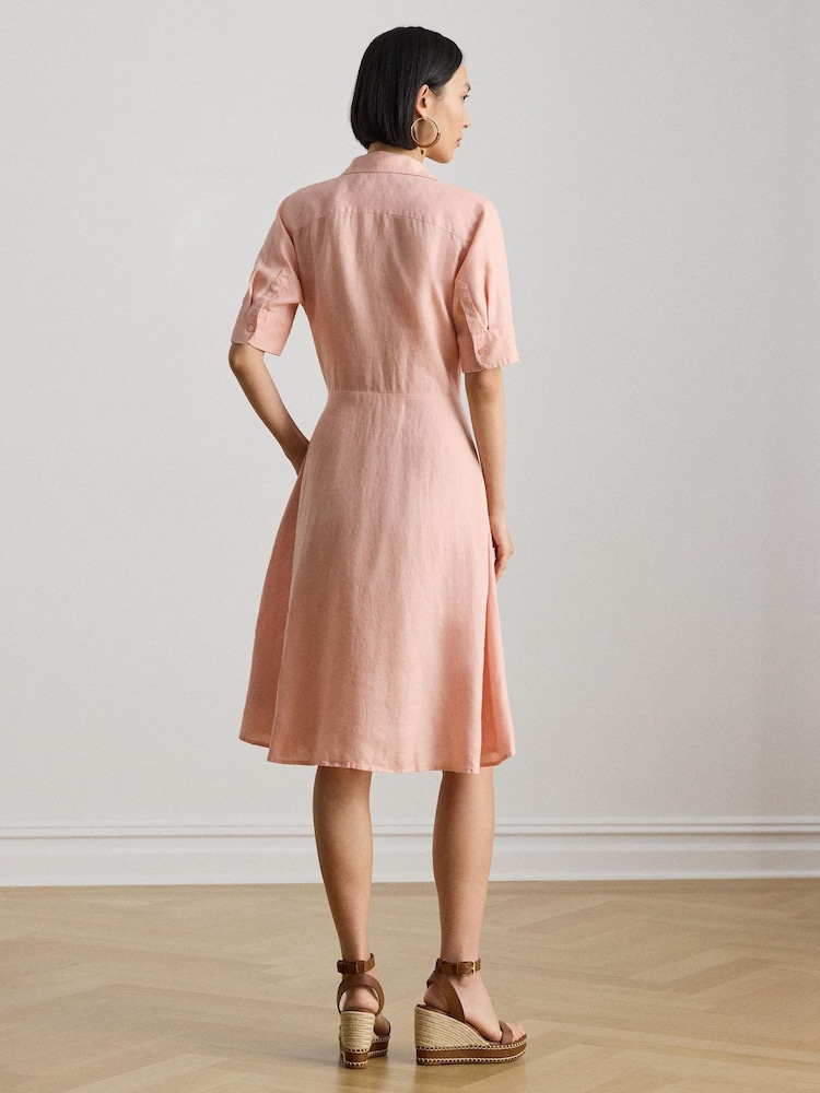 Lauren Ralph Lauren Pink Wakana Elbow Sleeves Day Dress - Image 4 of 4