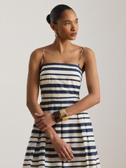 Lauren Ralph Lauren Blue Woven Fit & Flare Dress - Image 4 of 7