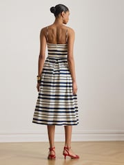Lauren Ralph Lauren Blue Woven Fit & Flare Dress - Image 6 of 7