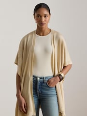 Lauren Ralph Lauren Brown Button-Trim Knit Ruana Poncho - Image 3 of 6