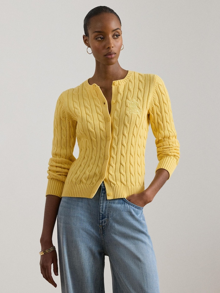 Lauren Ralph Lauren Yellow Ralhan Long Sleeve Cardigan - Image 1 of 4