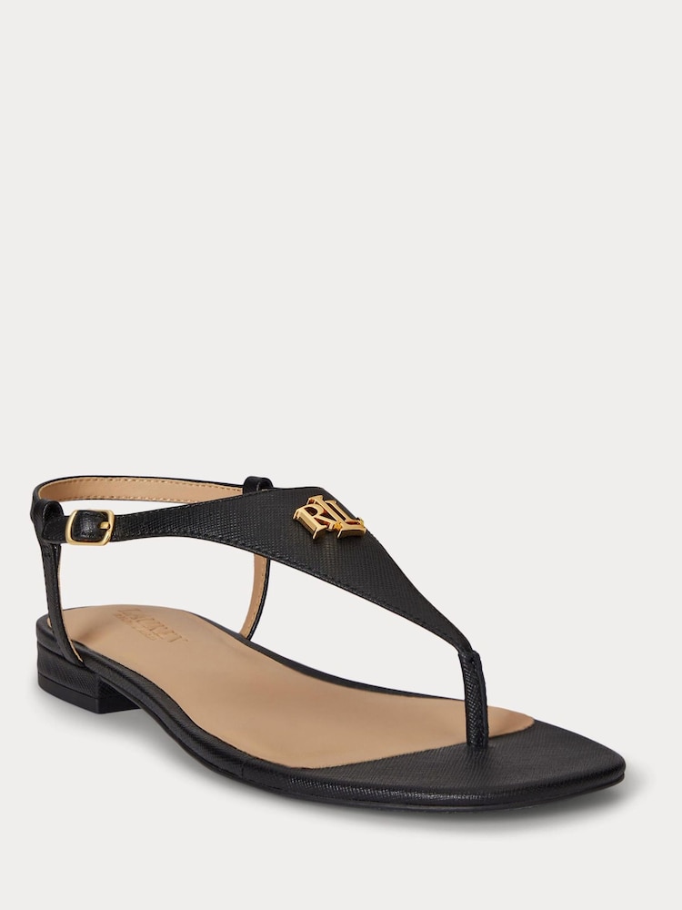 Lauren Ralph Lauren Black Everyley 2 Flat Sandals - Image 1 of 5