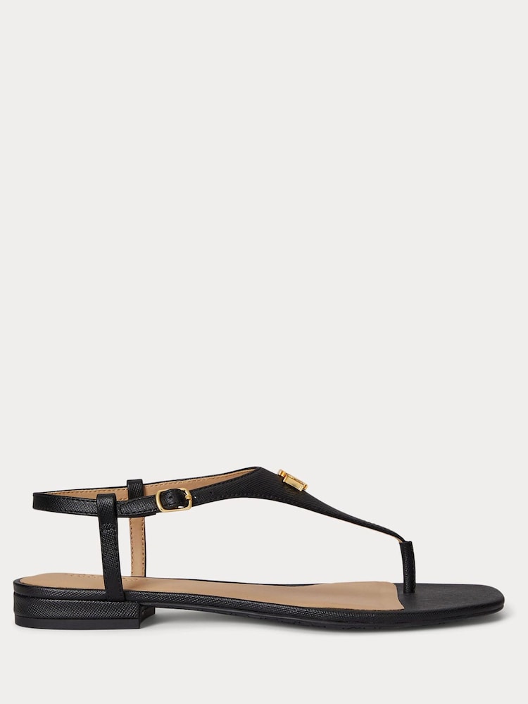 Lauren Ralph Lauren Black Everyley 2 Flat Sandals - Image 2 of 5