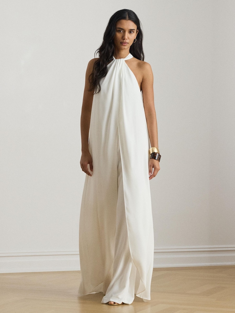 Lauren Ralph Lauren White Woven Wide Leg Jumpsuit - Image 1 of 8