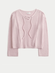 Hollister Pink Boho Knitted Long Sleeve Sweater Top - Image 2 of 3